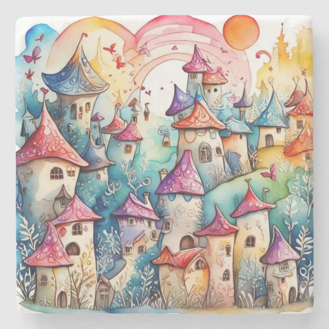 Fairyland magic castle  stone coaster (Front)