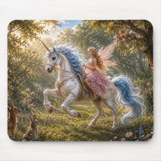 Fairy's Enchanted Unicorn Ride Mouse Pad (Front)