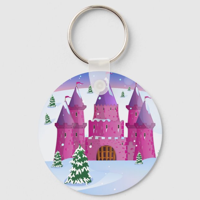 Fairytail Castle Winter Snow Key Ring (Front)