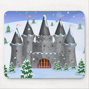 Fairytail Castle Winter Snow Mouse Pad