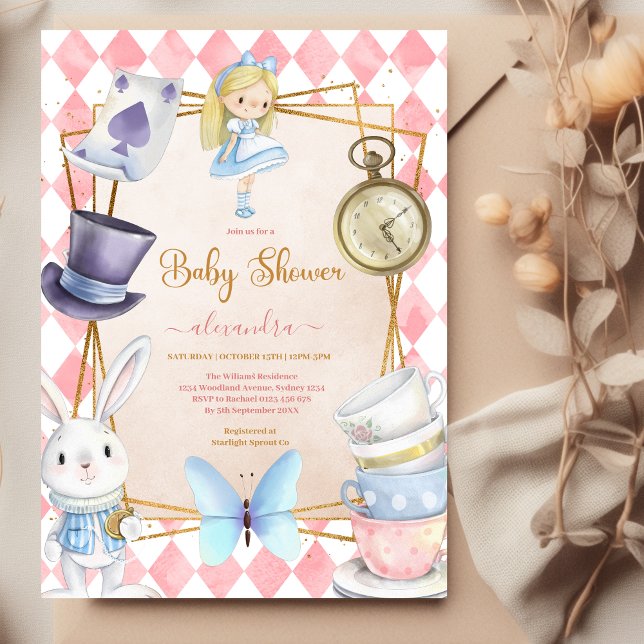 Fairytale Alice in Wonderland Baby Shower Invitation (Creator Uploaded)