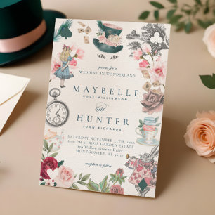 Fairytale Alice in Wonderland Whimsical Wedding Invitation