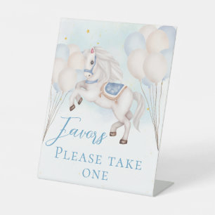 Fairytale baby Pony Blue balloon star Favours Pedestal Sign