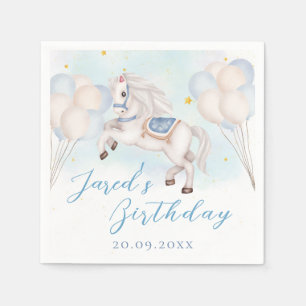 Fairytale baby Pony Blue balloons star Birthday Napkin