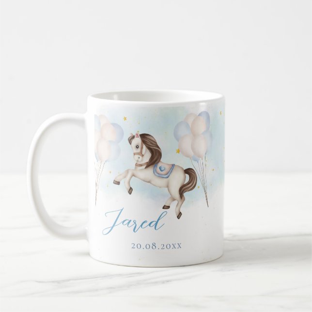 Fairytale baby Pony Blue balloons stars Coffee Mug (Left)