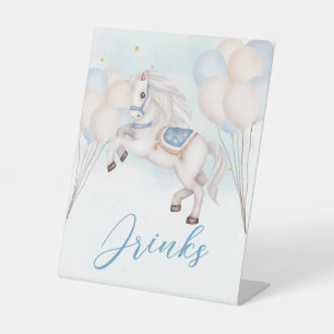 Fairytale baby Pony Blue balloons stars Drinks Pedestal Sign