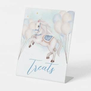 Fairytale baby Pony Blue balloons stars Treats Pedestal Sign