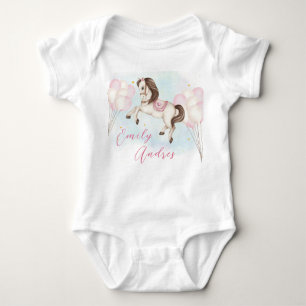 Fairytale baby Pony pink balloons Birthday girl Baby Bodysuit