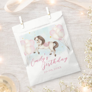 Fairytale baby Pony pink balloons star Birthday Favour Bag