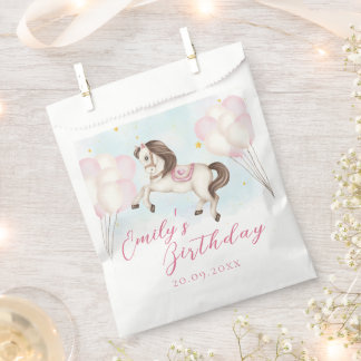Fairytale baby Pony pink balloons star Birthday Favour Bag