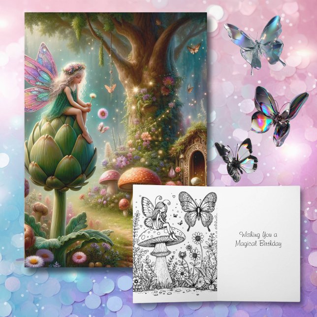 Fairytale Birthday and Magical Colouring Page  Card (Creator Uploaded)