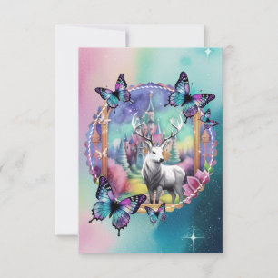 Fairytale Blue Watercolor White Stag Thank You