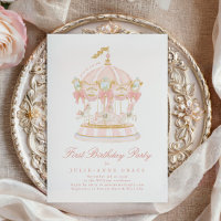 Fairytale Blush Pink Girl Carousel Birthday Party