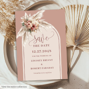 Fairytale Boho Dusty Pink Floral Save the Date Invitation