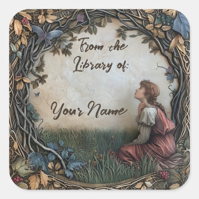 Fairytale Bookplate Square Sticker (Front)