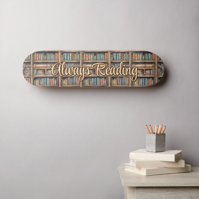 Fairytale Bookshelf Pattern Skateboard (Wall Art (Horz))