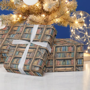 Fairytale Bookshelf Pattern Wrapping Paper