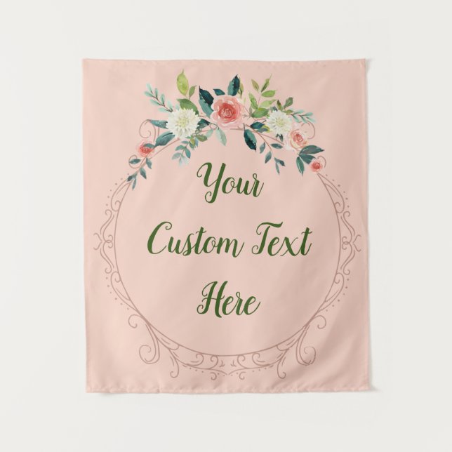 Fairytale Bridal Shower Backdrop Romantic Floral Tapestry (Front)