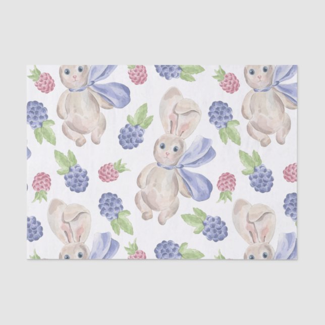 Fairytale Bunny Rabbit with Florals Pattern Tissue Paper (Front)