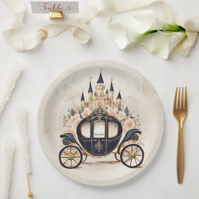 Fairytale Carriage and Castle Paper Plate (Wedding)