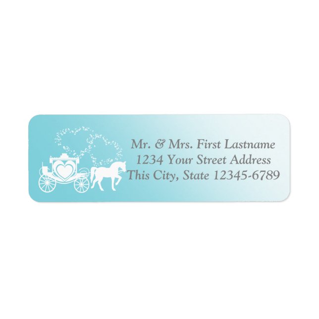 Fairytale Carriage and Hearts Return Address Label (Front)
