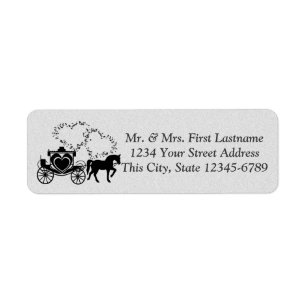 Fairytale Carriage and Hearts Silver Return Address Label