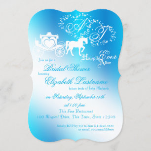 Fairytale Carriage Bridal Shower Peacock Blue Invitation