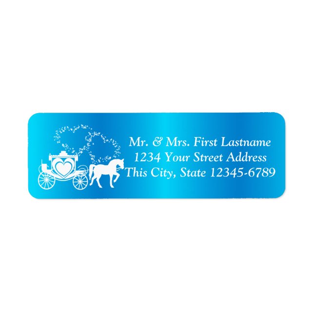 Fairytale Carriage Peacock and Hearts Return Address Label (Front)