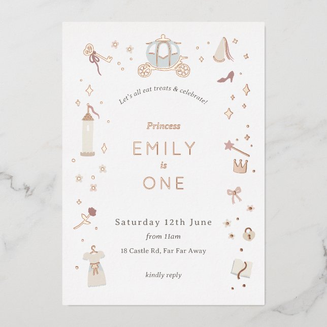 Fairytale Carriage Princess Party Foil Invitation (Front)