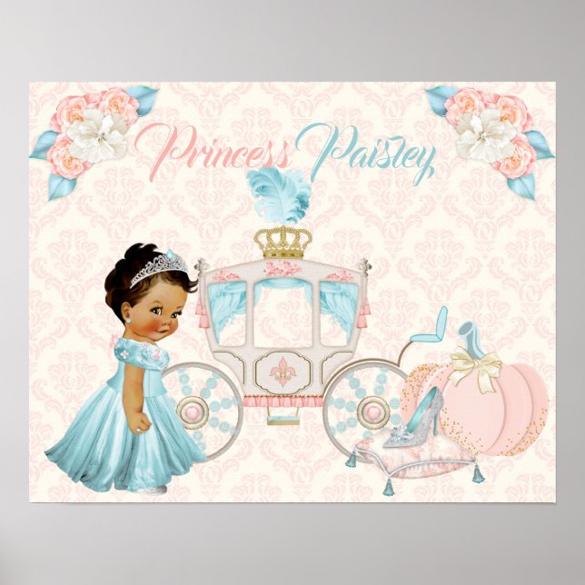 Fairytale Carriage Princess Personalised Nursery Poster (Front)