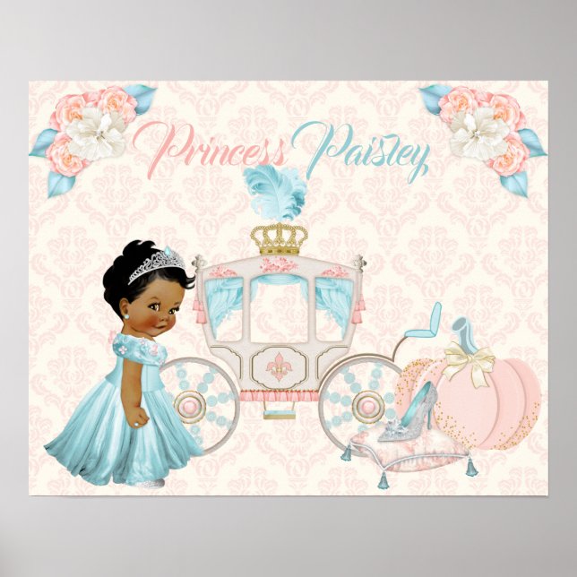 Fairytale Carriage Princess Personalised Nursery Poster (Front)