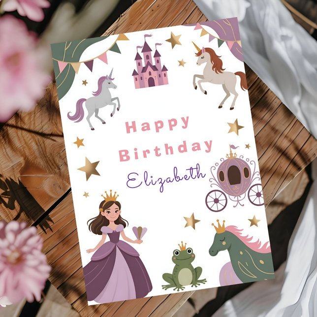 Fairytale Castle Baby Girl Birthday Party Card (Creator Uploaded)