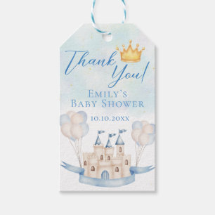 Fairytale castle Crown Baby Shower boy Thank You Gift Tags