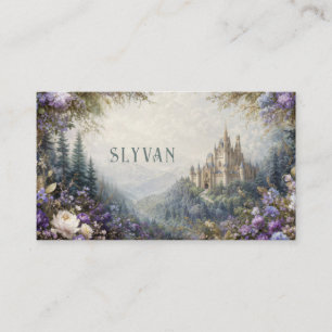 Fairytale Castle Floral Purple Mountain Valley Business Card