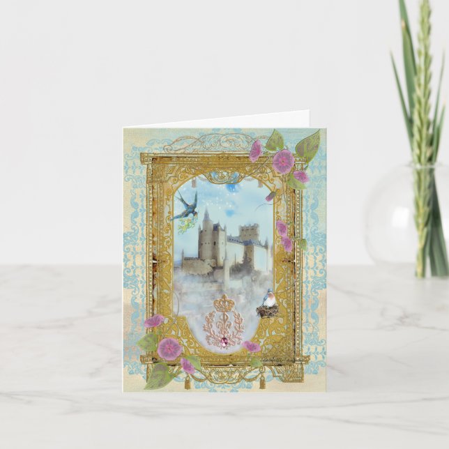 Fairytale Castle In The Mists Greeting Card (Front)