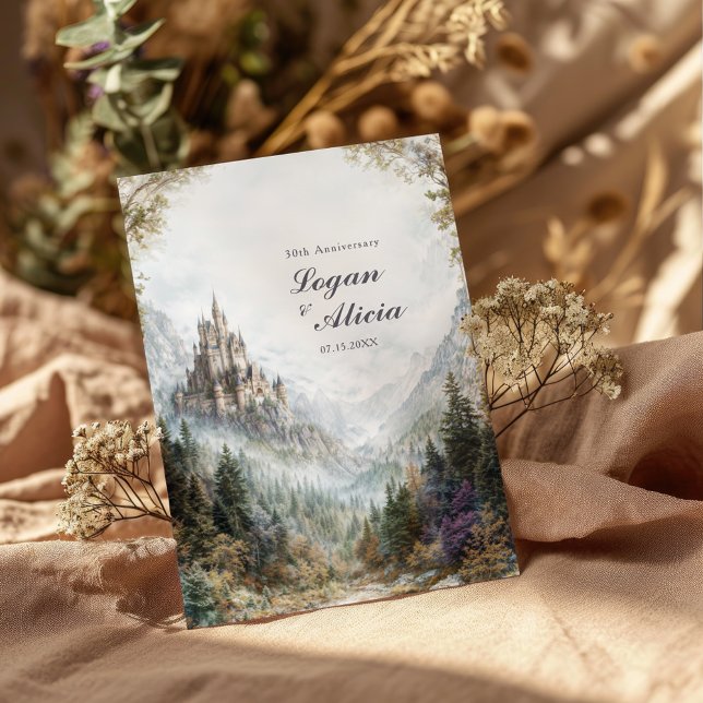 Fairytale Castle Misty Forest Autumn Wedding Invitation (Creator Uploaded)