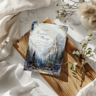 Fairytale Castle Misty Mountain Wedding Invitation