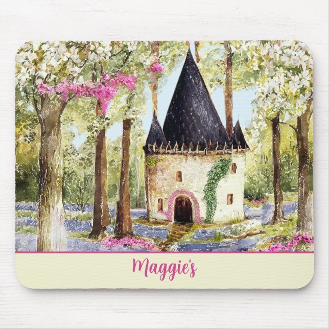 Fairytale Castle Monogrammed Mouse Pad (Front)