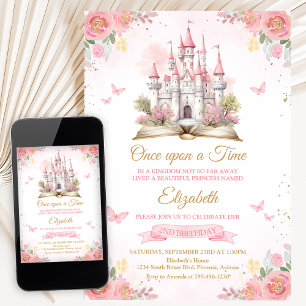 Fairytale Castle Once Upon Time Princess Birthday Invitation
