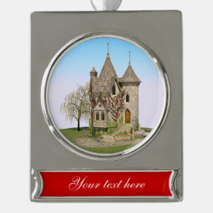 Fairytale Castle Perfect Birthday and Fantasy Gift Silver Plated Banner Ornament