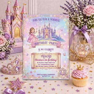 Fairytale Castle Princess 1st Birthday Party Invitation