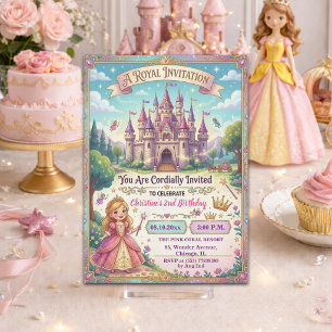 Fairytale Castle Princess 2nd Birthday Party Invitation