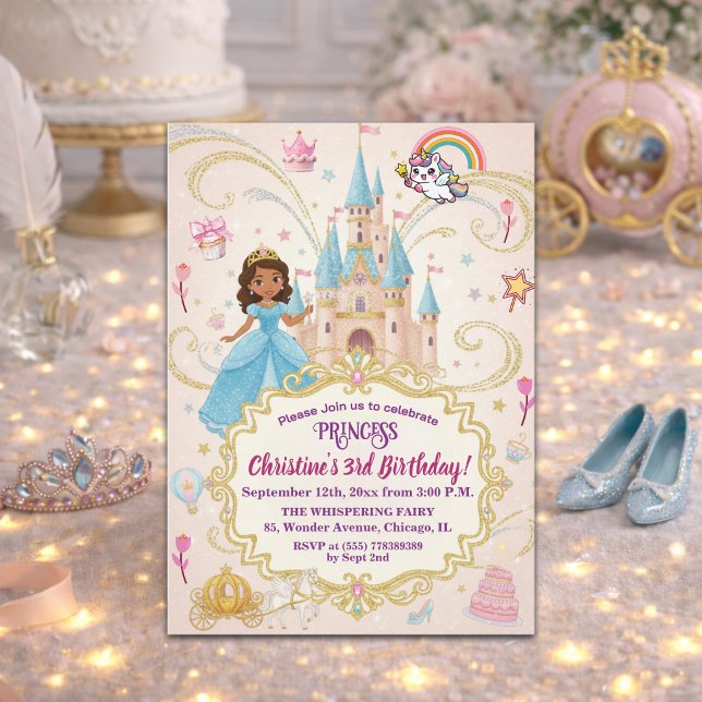 Fairytale Castle Princess 3rd Birthday Party Invitation (Creator Uploaded)