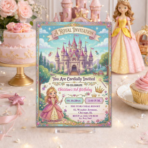 Fairytale Castle Princess 3rd Birthday Party Invitation