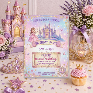 Fairytale Castle Princess 7th Birthday Party Invitation