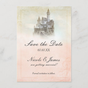 Fairytale Castle Storybook Page Save The Date Card