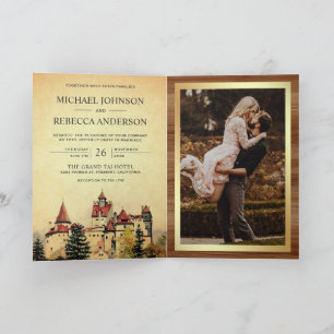 Fairytale Castle Storybook QR Code Wedding Invitation