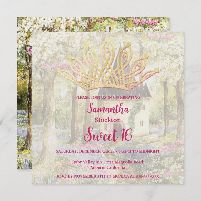 Fairytale Castle Sweet 16 Invitation (Front/Back)