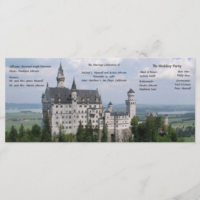 Fairytale Castle Wedding Program (Front)