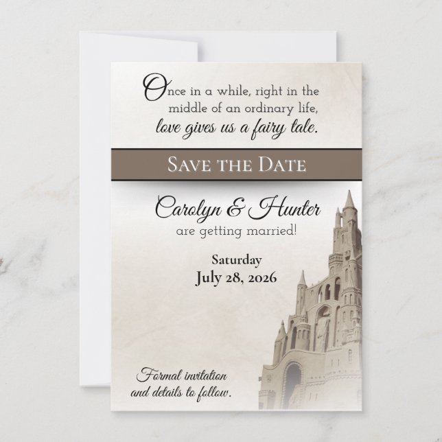 Fairytale Castle Wedding Save the Date  Invitation (Front)